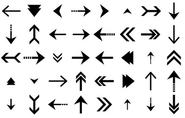 Mega Set Of Vector Arrow Icons Silhouette Vector Logo Design Containing Continue,Forward,Direction,Arrow,Follow Simple Black Style Symbol Sign For Apps And Website, Vector Illustration