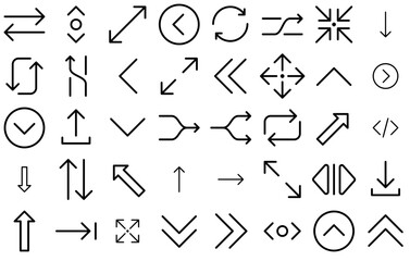 Set Of Linear Arrow Outline Icons Web Header Banner Design Containing Left,Move,Arrow,Direction,Right Set Vector Flat Line Icons