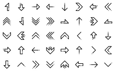 Set Of Linear Arrow Outline Icons Silhouette Vector Logo Design Containing Cursor,Direction,Arrow,Up Business Infographic Elements Logo Vector Illustration