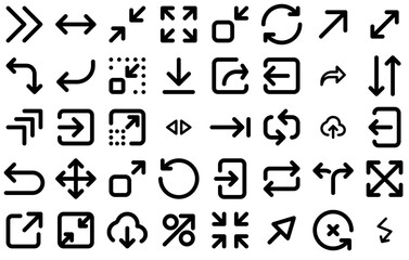A Collection Of Arrow Mini Ui Icons Web Header Banner Design Containing Arrow,Corner,Reduce,Expand,Fullscreen Pictograms And Infographics Design Elements Vector Illustration