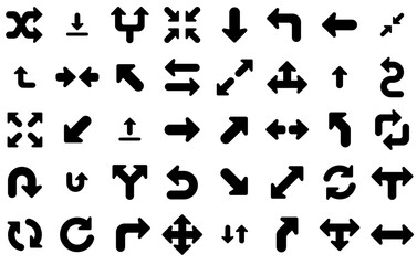 Set Of Arrow Glyph Icons Web Header Banner Design Containing Sign,Arrow,Direction,Ui,Traffic Solid Icon Collection. Vector Illustration