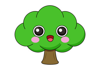 green tree cartoon vector illustration