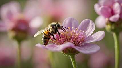 bee on pink flower