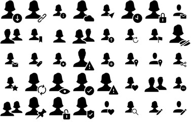 A Collection Of Acuteline Users Solid Icons Web Header Banner Design Containing Female,Male,Profile,Account,User Pictograms And Infographics Design Elements Vector Illustration