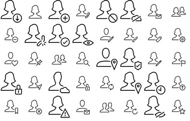 A Collection Of Acuteline Users Icons Collection Isolated Silhouette Solid Icons Including User,Female,Account,Profile,Avatar Outline Icons Collection. Simple Vector Illustration