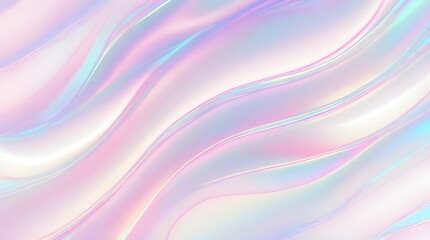 Fototapeta premium Holographic background seamless trendy iridescent light foil texture. Soft holographic pastel unicorn marble background pattern. Modern pearlescent blurry abstract swirl illustration. 