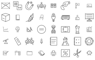 Set Of Education Science Icons Web Header Banner Design Containing Math,Structure,Classroom,Education,Science Business Infographic Elements Logo Vector Illustration