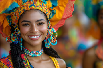 A diverse group of dancers in traditional costumes from around the world, moving together in perfect harmony,