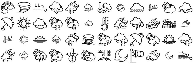 Mega Set Of Vector Weather Icons Web Header Banner Design Containing Night,Sunny,Forecast,Weather,Cloud Vector Icons Illustration Collection