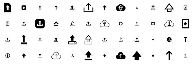 Set Of Upload Isolated Silhouette Solid Icons With Mobile,Web,App,Upload,Ui Pictograms And Infographics Design Elements Vector Illustration