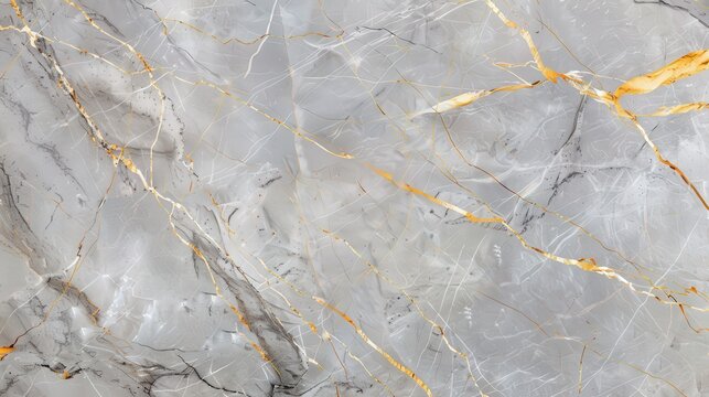 Elegant grey marble with striking gold and silver veins, a luxurious texture perfect for skin tile wallpaper, exuding modern opulence and sophistication.