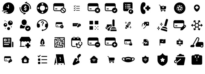 Set Of Linear Tiny Iconz Solid Vol Icons Collection Isolated Silhouette Solid Icons Including Card,Secure,Medical,Payment,Check Outline Icons Collection. Simple Vector Illustration