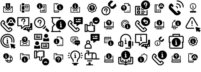 A Collection Of Support And Service Vector Symbols Apps, Websites Ui Designs Suitable For Support,Information,Service,Help,Info Simple Black Style Symbol Sign For Apps And Website, Vector Illustration