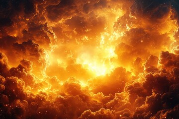 Fiery Orange Clouds with a Glowing Center