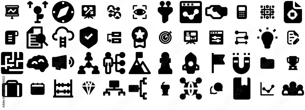 Aufkleber a collection of strategy solid icons collection isolated silhouette solid icons including goal,objec