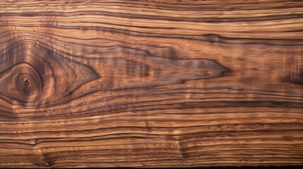 Fototapeta premium Elegant walnut wood backdrop, featuring a smooth texture with deep, rich tones, exuding a timeless and sophisticated aesthetic perfect for various design applications.