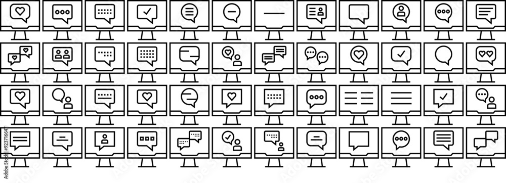 Poster mega set of vector sms text messaging 16 outline icons web header banner design containing online-te