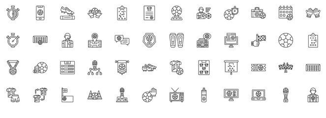 Mega Set Of Vector Soccer Icons Collection Isolated Silhouette Solid Icons Including Game,Sport,Football,Player,Soccer Vector Icon Set Linear Pictogram Pack