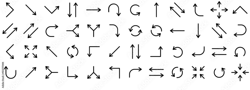 Poster mega set of vector simple arrow vector symbols apps, websites ui designs suitable for turn,arrow,way