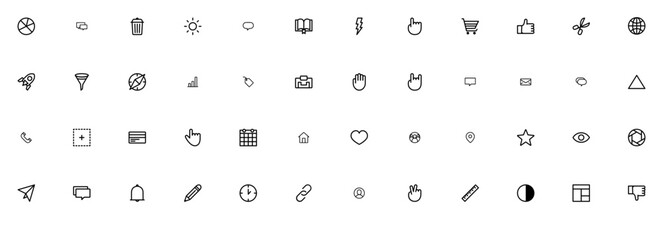 Set Of Linear Simple Ui Icons Vector Symbols Apps, Websites Ui Designs Suitable For Adjust,Speech-Bubbles,Speech,Talk Vector Illustration Linear Pictogram Pack