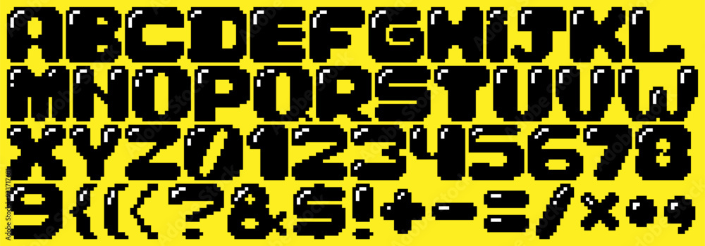 Fototapete an 8-bit pixelated alphabet. reminiscent of classic video game graphics and comic book style. perfec