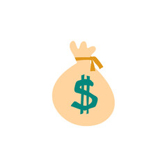 Money bag vector icon, moneybag flat simple cartoon illustration.