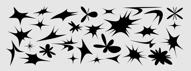 A fun vector collection of starburst shapes, comic blots, boom bursts, and speech bubbles. Features explosion forms, splash figures, and blast rays perfect for stickers and creative projects