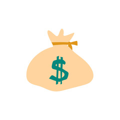 Money bag vector icon, moneybag flat simple cartoon illustration.