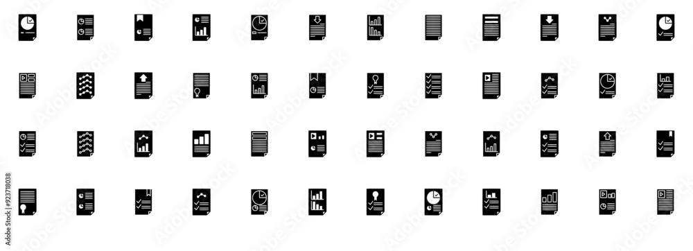 Poster mega set of vector reports glyph icons collection isolated silhouette solid icons including data,rep