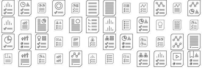 A Collection Of Reports 6 Light Vector Symbols Apps, Websites Ui Designs Suitable For File,Document,Business-Report,Analytics,Page Vector Icons Illustration Collection