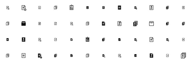 Set Of Report Icons Collection Isolated Silhouette Solid Icons Including Data,File,Report,Office,Document Outline Icons Collection. Simple Vector Illustration