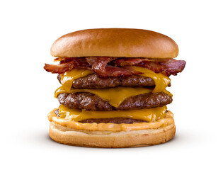 Triple Bacon Cheeseburger isolated on transparent background	 - Powered by Adobe