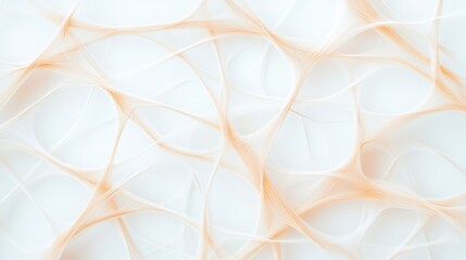 Delicate Intertwined Threads: Abstract texture of delicate, light brown threads interlaced on a pristine white background, evoking a sense of fragility, interconnectedness, and natural beauty.