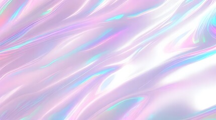 Obraz premium Holographic background seamless trendy iridescent light foil texture. Soft holographic pastel unicorn marble background pattern. Modern pearlescent blurry abstract swirl illustration. 