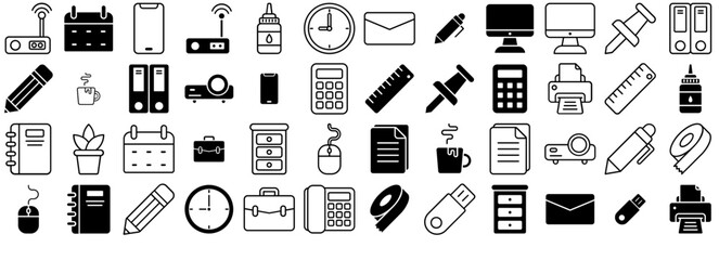 Set Of Office Icons Web Header Banner Design Containing Office,Workspace,Workplace,Business,Work Vector Icons Illustration Collection