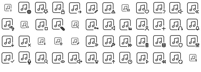 A Collection Of Music Icons Web Header Banner Design Containing Music,Fast-Music,Music-Settings,Music-Volume,Song Vector Icons Illustration Collection