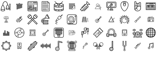 Set Of Music Icons Web Header Banner Design Containing Music,Sound,Instrument,Audio,Musical-Instrument Infographic Simple Vector Illustration Logo