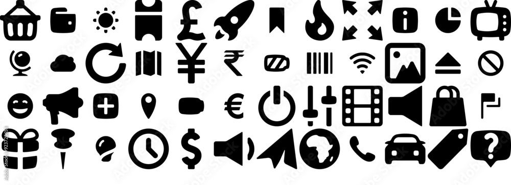 Aufkleber a collection of mobile ui part dos icons collection isolated silhouette solid icons including mark,m