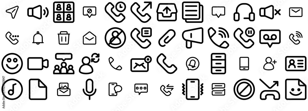 Poster a collection of message and call icons web header banner design containing sms,call,history,chat,com