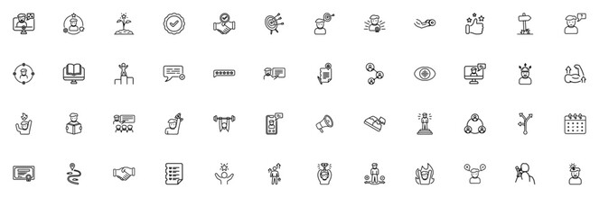 Set Of Linear Mentoring And Training Icons Web Header Banner Design Containing Winner,Achievement,Education,Online-Class,Presentasion Vector Icons Illustration Collection