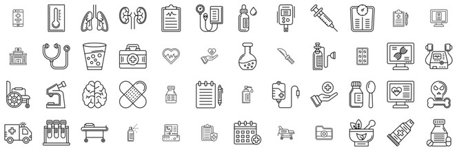 Set Of Medical Isolated Silhouette Solid Icons With Medicine,Medical,Hospital,Document,Health Vector Icons Illustration Collection