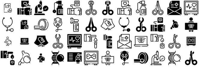 Set Of Linear Medical Diagnostics Icons Collection Isolated Silhouette Solid Icons Including Diagnostic-Tool,Scissor,Healthcare,Medical-Equipment,X-Ray Vector Icon Set Linear Pictogram Pack