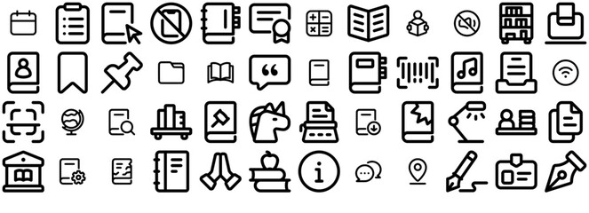 Mega Set Of Vector Library Isolated Silhouette Solid Icons With Library,Book,Files,Books,Education Vector Icon Set Linear Pictogram Pack