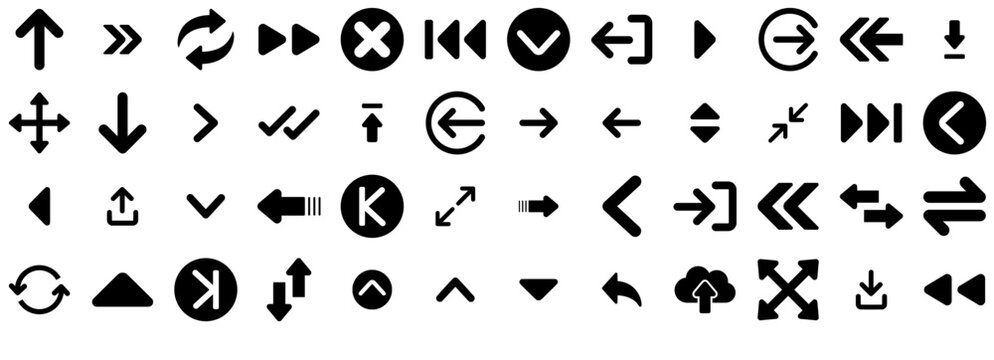 Set Of Lifestyle Entertainment Icons Silhouette Vector Logo Design Containing Arrow,Left,Arrows,Forward,Backward Pictograms And Infographics Design Elements Vector Illustration