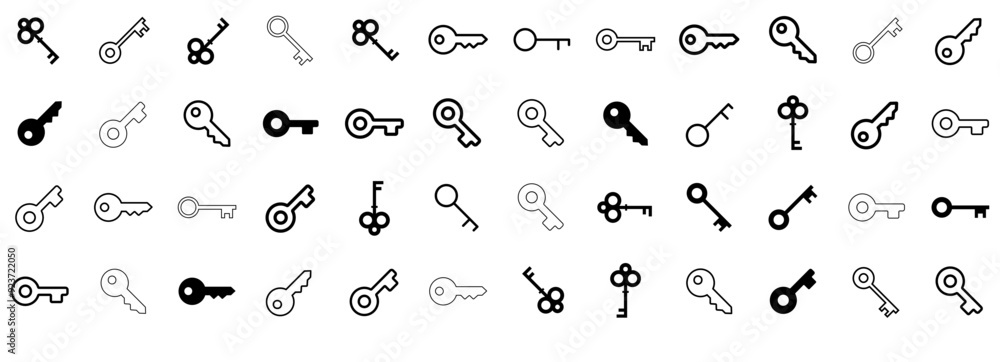 Poster a collection of keys icons web header banner design containing lock,door-key,key,keys,password solid