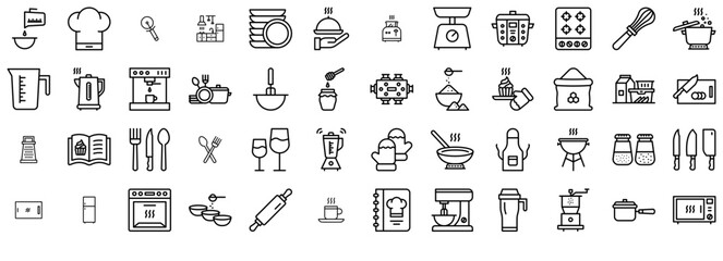 Mega Set Of Vector Kitchen And Cooking Icons Collection Isolated Silhouette Solid Icons Including Maker,Food,Cooking,Kitchen,Cook Solid Icon Collection. Vector Illustration