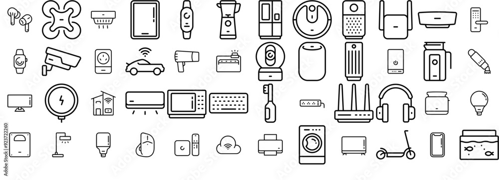 Poster a collection of internet of thing vector symbols apps, websites ui designs suitable for internet-of-