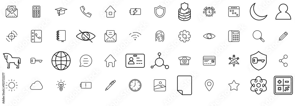 Poster set of interface device icon set icons collection isolated silhouette solid icons including shield,t