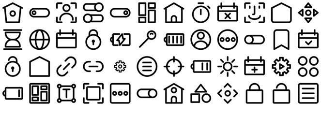 Mega Set Of Vector Interface Essential Line Icons Silhouette Vector Logo Design Containing Interface,Essential,Application,Dashboard,Website Vector Icon Set Linear Pictogram Pack