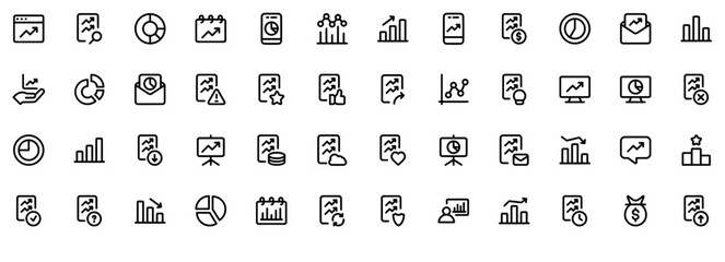 Mega Set Of Vector Graph Icons Web Header Banner Design Containing Chart,Business,Graphic,Graph,Data Vector Illustration Linear Pictogram Pack